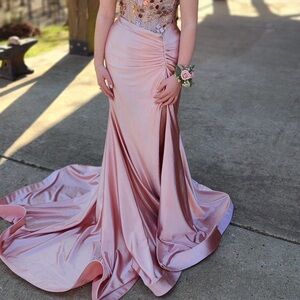 Ava Presley 40145 Metallic Blush Strapless dress size 6
